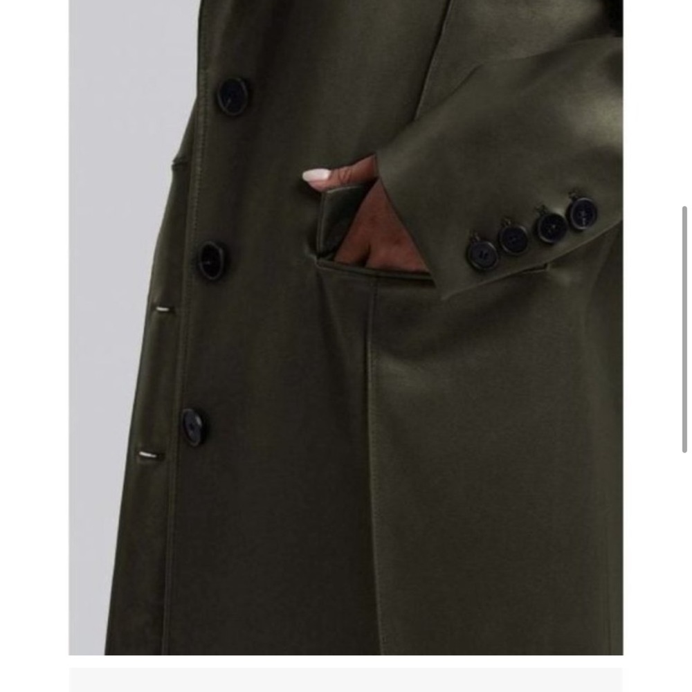 NEW Dept. Anonym faux leather midi length forest green straight line trench coat